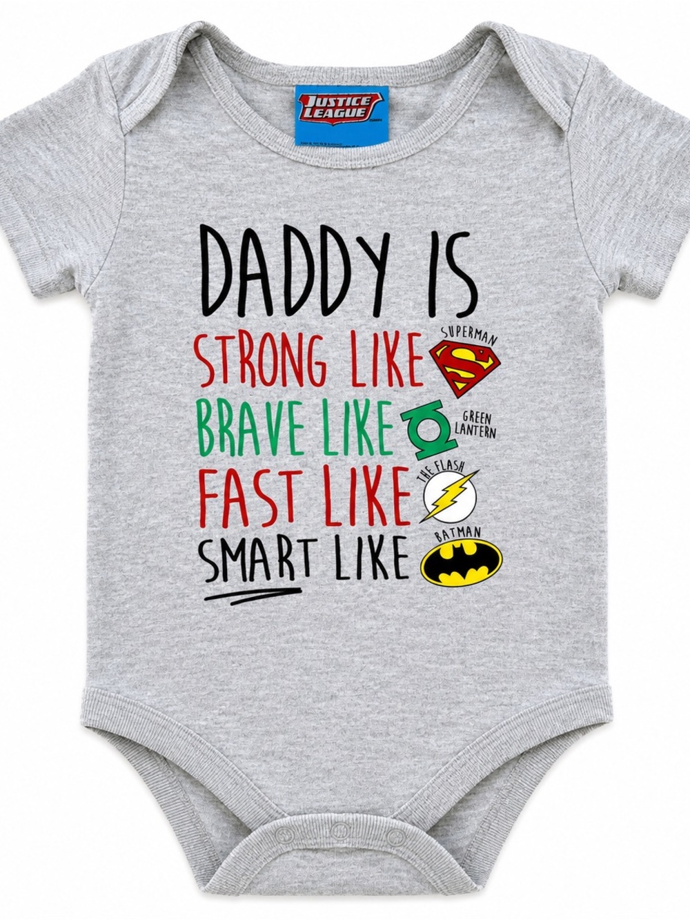 Justice League Gray 'Daddy Is' Graphic Baby One-Piece
